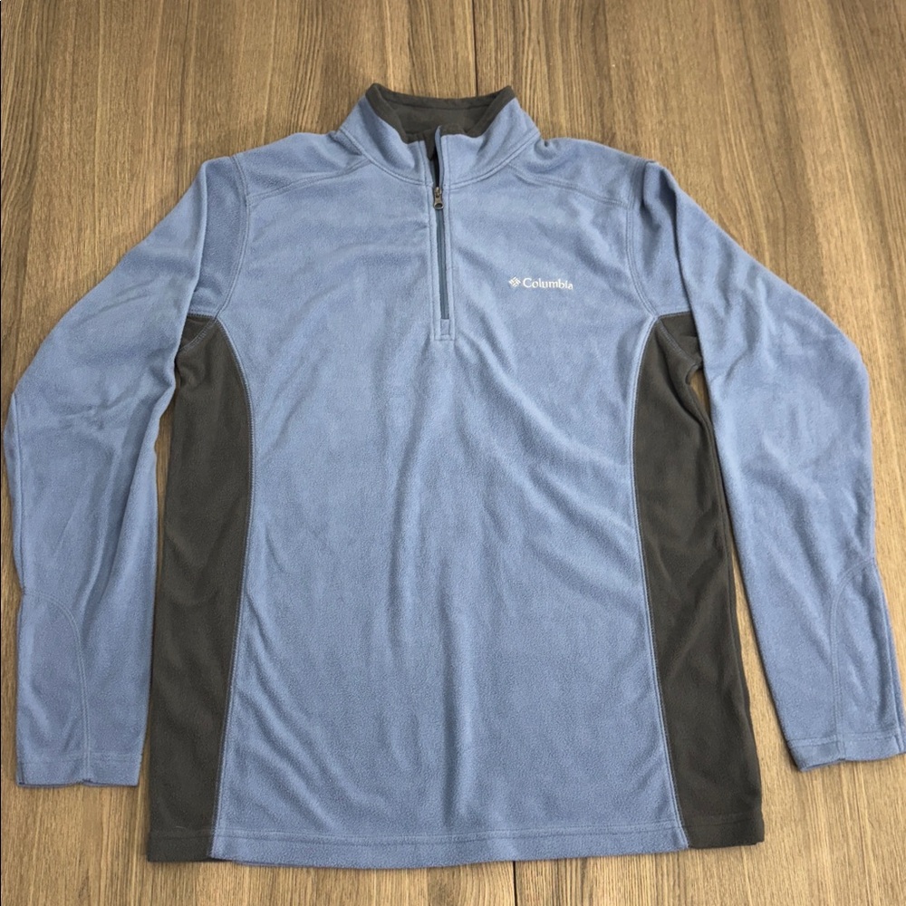 Columbia Men’s Small Fleece 1/4 Zip Pullover Light Blue Gray Hiking Outdoor